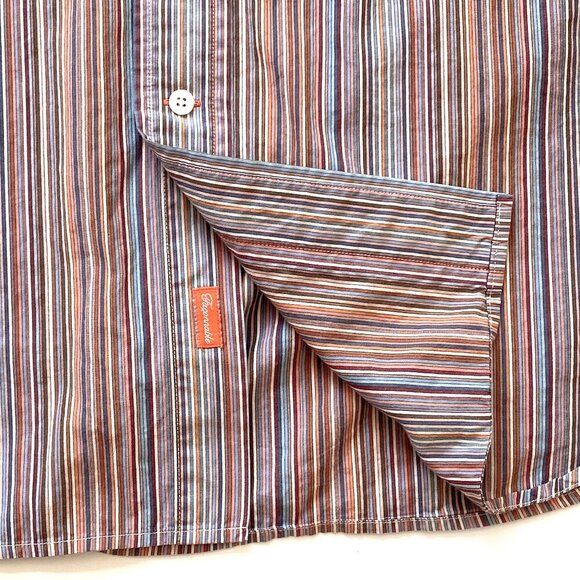 Faconnable Mens Button Down Cotton Dress Shirt XXL Multi Color Stripes - Picture 9 of 12